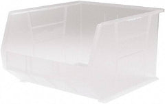 Akro-Mils - 75 Lb. Load Capacity, 18" Deep, Clear Polymer Hopper Stacking Bin - 11" High x 16-1/2" Wide x 18" Long - Benchmark Tooling