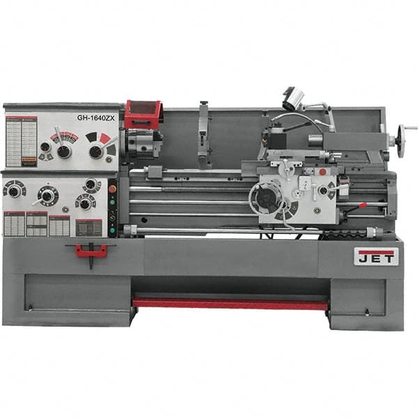 Jet - 16" Swing, 40" Between Centers, 230/460 Volt, Triple Phase Engine Lathe - 7MT Taper, 7-1/2 hp, 25 to 1,800 RPM, 3-1/8" Bore Diam, 40" Deep x 48" High x 97-1/2" Long - Benchmark Tooling