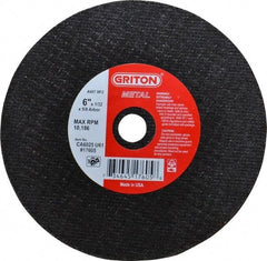 Value Collection - 6" 60 Grit Aluminum Oxide Cutoff Wheel - 1/32" Thick, 5/8" Arbor, 10,186 Max RPM, Use with Circular Saws - Benchmark Tooling
