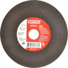 Made in USA - 6" 60 Grit Aluminum Oxide Cutoff Wheel - 0.045" Thick, 7/8" Arbor, 10,186 Max RPM, Use with Circular Saws - Benchmark Tooling