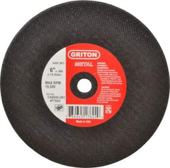 Made in USA - 6" 60 Grit Aluminum Oxide Cutoff Wheel - 0.06" Thick, 1/2" Arbor, 10,186 Max RPM, Use with Circular Saws - Benchmark Tooling