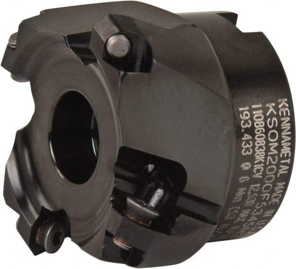 Kennametal - 2" Cut Diam, 3/4" Arbor Hole, 3.5mm Max Depth of Cut, 43° Indexable Chamfer & Angle Face Mill - 4 Inserts, OF.T 06L5... Insert, Right Hand Cut, 4 Flutes, Series KSOM Mini - Benchmark Tooling