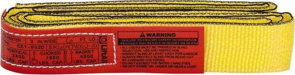 Lift-All - 6' Long x 2" Wide, 2,400 Lb Vertical Capacity, 1 Ply, Nylon Endless Web Sling - 1,900 Lb Choker Capacity, Yellow - Benchmark Tooling