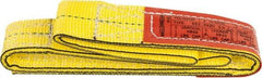 Lift-All - 3' Long x 2" Wide, 4,800 Lb Vertical Capacity, 2 Ply, Nylon Web Sling - 3,800 Lb Choker Capacity, Yellow - Benchmark Tooling