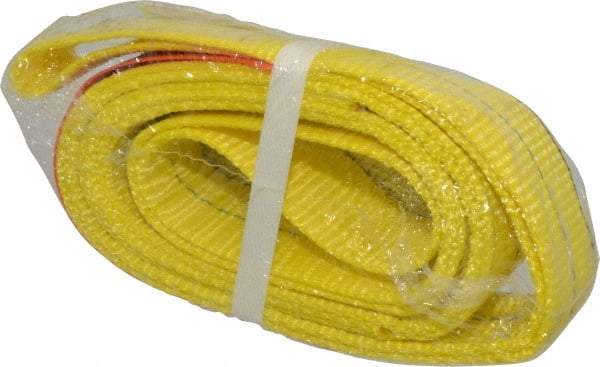 Lift-All - 4' Long x 2" Wide, 4,800 Lb Vertical Capacity, 2 Ply, Nylon Web Sling - 3,800 Lb Choker Capacity, Yellow - Benchmark Tooling