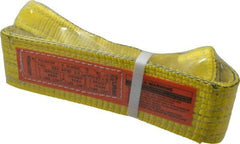 Lift-All - 3' Long x 3" Wide, 6,500 Lb Vertical Capacity, 2 Ply, Nylon Web Sling - 5,200 Lb Choker Capacity, Yellow - Benchmark Tooling