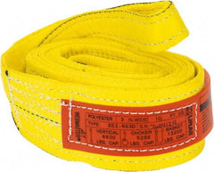 Lift-All - 10' Long x 3" Wide, 6,600 Lb Vertical Capacity, 2 Ply, Nylon Web Sling - 5,200 Lb Choker Capacity, Yellow - Benchmark Tooling