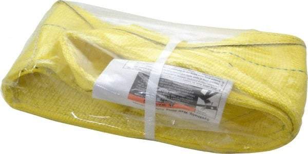 Lift-All - 3' Long x 6" Wide, 7,200 Lb Vertical Capacity, 1 Ply, Nylon Web Sling - 5,800 Lb Choker Capacity, Yellow - Benchmark Tooling