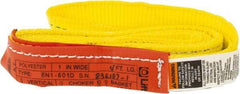 Lift-All - 4' Long x 1" Wide, 2,400 Lb Vertical Capacity, 1 Ply, Polyester Web Sling - 1,900 Lb Choker Capacity, Yellow - Benchmark Tooling