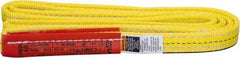 Lift-All - 4' Long x 1" Wide, 4,800 Lb Vertical Capacity, 2 Ply, Nylon Web Sling - 3,800 Lb Choker Capacity, Yellow - Benchmark Tooling