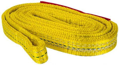 Lift-All - 5' Long x 1" Wide, 4,800 Lb Vertical Capacity, 2 Ply, Polyester Web Sling - 3,800 Lb Choker Capacity, Yellow - Benchmark Tooling