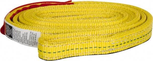 Lift-All - 6' Long x 1" Wide, 4,800 Lb Vertical Capacity, 2 Ply, Nylon Web Sling - 3,800 Lb Choker Capacity, Yellow - Benchmark Tooling