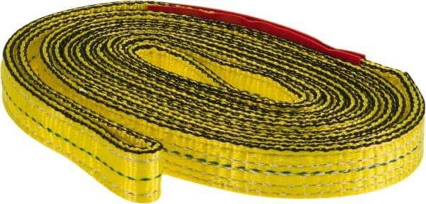 Lift-All - 8' Long x 1" Wide, 4,800 Lb Vertical Capacity, 2 Ply, Nylon Web Sling - 3,800 Lb Choker Capacity, Yellow - Benchmark Tooling