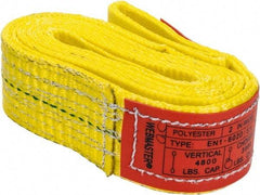 Lift-All - 6' Long x 2" Wide, 4,800 Lb Vertical Capacity, 1 Ply, Nylon Web Sling - 3,800 Lb Choker Capacity, Yellow - Benchmark Tooling