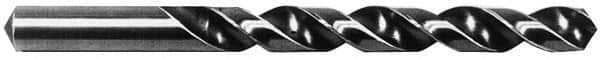 Interstate - 1/2" 140° High Speed Steel Jobber Drill - Bright Finish, Right Hand Cut, Spiral Flute, Straight Shank, 6" OAL, Standard Point - Benchmark Tooling