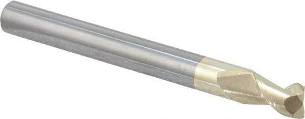 Accupro - 1/4", 3/8" LOC, 1/4" Shank Diam, 2-1/2" OAL, 2 Flute, Solid Carbide Square End Mill - Single End, ZrN Finish, Spiral Flute, 45° Helix, Centercutting, Right Hand Cut, Right Hand Flute - Benchmark Tooling