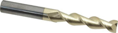 Accupro - 7/16", 2" LOC, 7/16" Shank Diam, 4" OAL, 2 Flute, Solid Carbide Square End Mill - Single End, ZrN Finish, Spiral Flute, 45° Helix, Centercutting, Right Hand Cut, Right Hand Flute - Benchmark Tooling