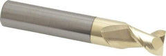 Accupro - 15/32", 5/8" LOC, 1/2" Shank Diam, 3" OAL, 2 Flute, Solid Carbide Square End Mill - Single End, ZrN Finish, Spiral Flute, 45° Helix, Centercutting, Right Hand Cut, Right Hand Flute - Benchmark Tooling