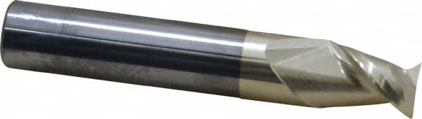 Accupro - 1/2", 5/8" LOC, 1/2" Shank Diam, 3" OAL, 2 Flute, Solid Carbide Square End Mill - Single End, ZrN Finish, Spiral Flute, 45° Helix, Centercutting, Right Hand Cut, Right Hand Flute - Benchmark Tooling