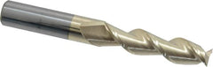 Accupro - 1/2", 2" LOC, 1/2" Shank Diam, 4" OAL, 2 Flute, Solid Carbide Square End Mill - Single End, ZrN Finish, Spiral Flute, 45° Helix, Centercutting, Right Hand Cut, Right Hand Flute - Benchmark Tooling