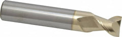 Accupro - 5/8", 3/4" LOC, 5/8" Shank Diam, 3-1/2" OAL, 2 Flute, Solid Carbide Square End Mill - Single End, ZrN Finish, Spiral Flute, 45° Helix, Centercutting, Right Hand Cut, Right Hand Flute - Benchmark Tooling