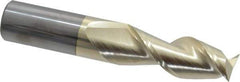 Accupro - 5/8", 1-5/8" LOC, 5/8" Shank Diam, 3-1/2" OAL, 2 Flute, Solid Carbide Square End Mill - Single End, ZrN Finish, Spiral Flute, 45° Helix, Centercutting, Right Hand Cut, Right Hand Flute - Benchmark Tooling