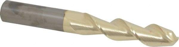 Accupro - 3/4" Diam, 3-1/4" LOC, 2 Flute Solid Carbide Ball End Mill - ZrN Finish, Single End, 6" OAL, 3/4" Shank Diam, Spiral Flute - Benchmark Tooling
