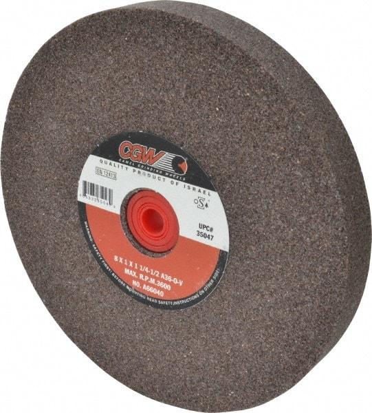 Camel Grinding Wheels - 36 Grit Aluminum Oxide Bench & Pedestal Grinding Wheel - 8" Diam x 1-1/4" Hole x 1" Thick, 3600 Max RPM, O Hardness, Very Coarse Grade , Vitrified Bond - Benchmark Tooling