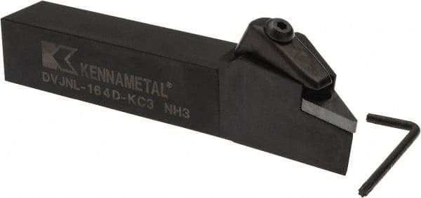 Kennametal - DVJN, Left Hand Cut, 3° Lead Angle, 1" Shank Height x 1" Shank Width, Negative Rake Indexable Turning Toolholder - 6" OAL, VN.. Insert Compatibility, Series Kenclamp - Benchmark Tooling