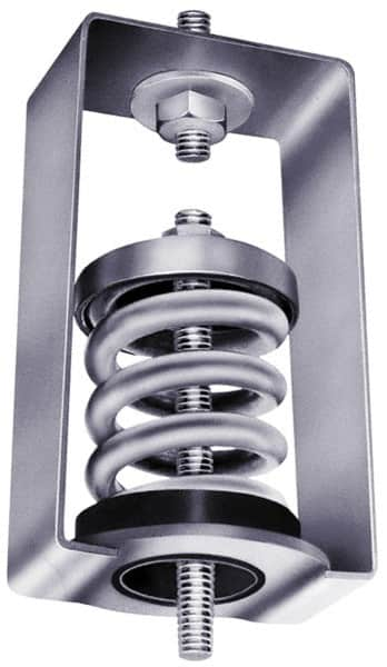 Mason Ind. - 115 Lb Capacity, 2" Deflection, HS-B, Vibration Control Hanger - 4" Long x 4-3/4" Wide x 7-1/4" High, 3/4" Max Rod Diam, 4-1/4" Lower Rod Penetration, Silver - Benchmark Tooling