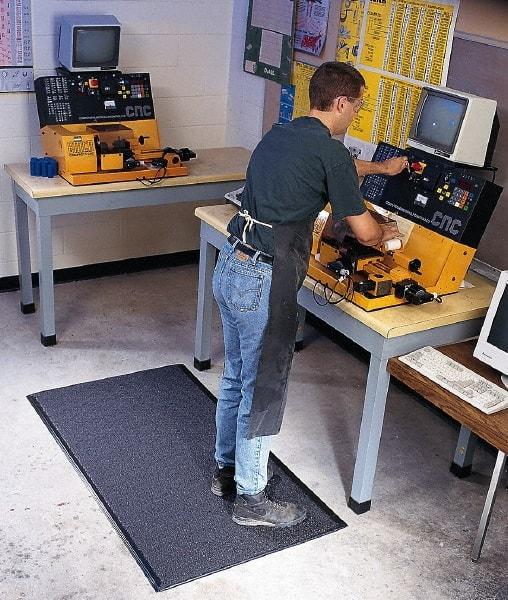 Wearwell - 12' Long x 3' Wide, Dry Environment, Anti-Fatigue Matting - Black, Vinyl with Vinyl Sponge Base, Rounded on 4 Sides - Benchmark Tooling