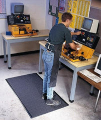 Wearwell - 12' Long x 3' Wide, Dry Environment, Anti-Fatigue Matting - Black, Vinyl with Vinyl Sponge Base, Rounded on 4 Sides - Benchmark Tooling