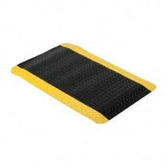 Wearwell - 3' Long x 2' Wide, Dry Environment, Anti-Fatigue Matting - Black with Yellow Borders, Vinyl with Nitrile Blend Base, Beveled on 4 Sides - Benchmark Tooling