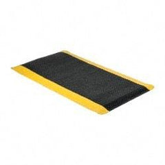 Wearwell - 5' Long x 3' Wide, Dry Environment, Anti-Fatigue Matting - Black with Yellow Borders, Vinyl with Nitrile Blend Base, Beveled on 4 Sides - Benchmark Tooling