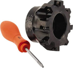 Kennametal - 8 Inserts, 3" Cut Diam, 1" Arbor Diam, 0.258" Max Depth of Cut, Indexable Square-Shoulder Face Mill - 0/90° Lead Angle, 1-3/4" High, SPCT 3125.. Insert Compatibility, Series KSSM - Benchmark Tooling