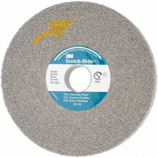 3M - 6" Diam, 1" Face Width, 1" Center Hole, Medium Grade, Silicon Carbide Deburring Wheel - Convolute, Hard Density 8 Grade, 6,000 RPM - Benchmark Tooling