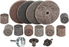 3M - 14 Piece Deburring Kit - 1 & 3" Diam Unitized Wheels in Fine, Medium & Coarse Grades, 1/4" Inch Shank Diam, Aluminum Oxide, Silicon Carbide, Mandrel Connection, Shank Included - Benchmark Tooling