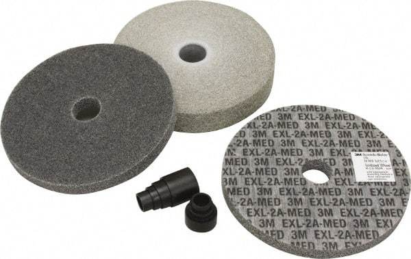 3M - 4 Piece Deburring Kit - 6" Diam Deburring & Unitized Wheels, Aluminum Oxide, 7500 RPM, Medium Grade - Benchmark Tooling