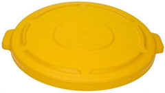 Rubbermaid - Round Lid for Use with 44 Gal Round Trash Cans - Yellow, Polyethylene, For Brute Trash Cans - Benchmark Tooling