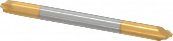 Accupro - 0.031" Radius, 1/8" Mill Diam, 2 Flute Solid Carbide Corner Rounding End Mill - Double End, TiN Finish, 1-1/2" OAL, 1/8" Shank Diam - Benchmark Tooling