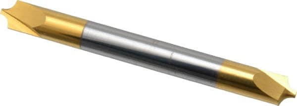 Accupro - 0.094" Radius, 1/4" Mill Diam, 2 Flute Solid Carbide Corner Rounding End Mill - Double End, TiN Finish, 2-1/2" OAL, 1/4" Shank Diam - Benchmark Tooling