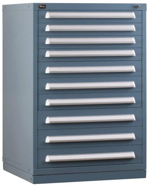 Vidmar - 7 Drawer, Preconfigured Modular Storage Cabinet - Steel, 30" Wide x 27-3/4" Deep x 44" High, Light Blue - Benchmark Tooling
