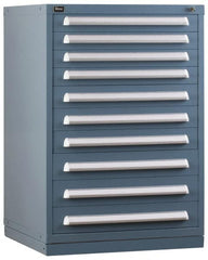 Vidmar - 10 Drawer, Preconfigured Modular Storage Cabinet - Steel, 30" Wide x 27-3/4" Deep x 44" High, Light Blue - Benchmark Tooling