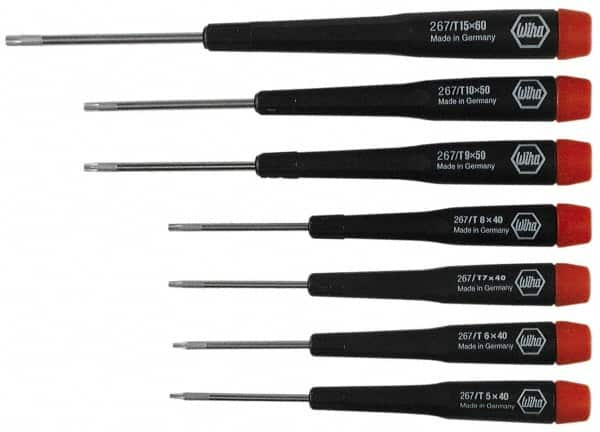 Wiha - 7 Piece T5 to T15 Micro Handle Torx Driver Set - T5, T6, T7, T8, T9, T10, T15 - Benchmark Tooling