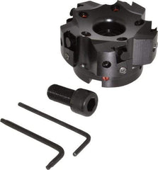 Kennametal - 5 Inserts, 3" Cut Diam, 1" Arbor Diam, 0.394" Max Depth of Cut, Indexable Square-Shoulder Face Mill - 0/90° Lead Angle, 1-3/4" High, BGHX 15L5... Insert Compatibility, Through Coolant, Series Fix-Perfect - Benchmark Tooling