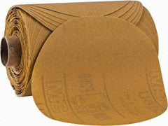 3M - 5" Diam, 360 Grit Aluminum Oxide Adhesive PSA Disc - Extra Fine Grade, Gold, A Weighted Backing, Flexible, Use with Random Orbital Sanders - Benchmark Tooling