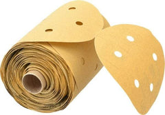 3M - 5" Diam, 100 Grit FEPA, Aluminum Oxide Adhesive PSA Disc - Fine Grade, Gold, A Weighted Backing, Flexible, Use with Random Orbital Sanders - Benchmark Tooling