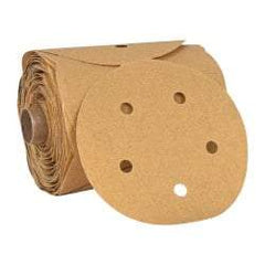 3M - 5" Diam, 80 Grit FEPA, Aluminum Oxide Adhesive PSA Disc - Medium Grade, Gold, A Weighted Backing, Flexible, Use with Random Orbital Sanders - Benchmark Tooling
