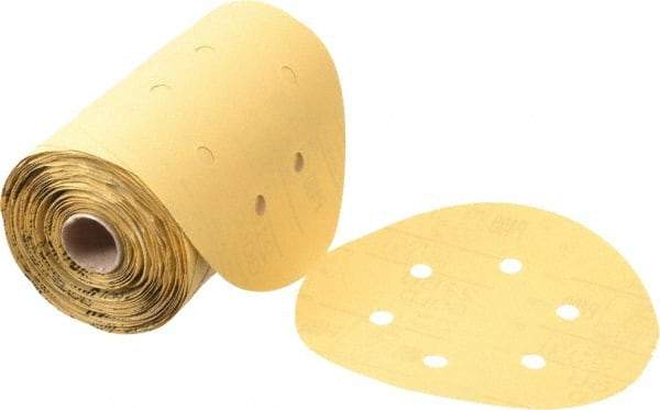 3M - 6" Diam, 400 Grit FEPA, Aluminum Oxide Adhesive PSA Disc - Super Fine Grade, Gold, A Weighted Backing, Flexible, Use with Random Orbital Sanders - Benchmark Tooling