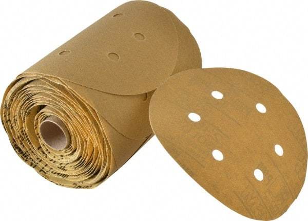 3M - 6" Diam, 100 Grit FEPA, Aluminum Oxide Adhesive PSA Disc - Fine Grade, Gold, A Weighted Backing, Flexible, Use with Random Orbital Sanders - Benchmark Tooling
